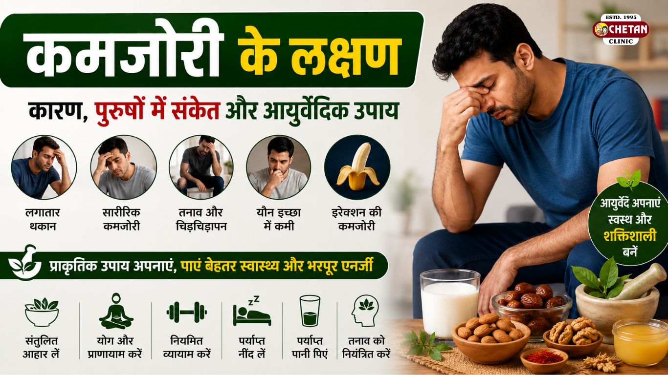 कमजोरी के लक्षण: पुरुषों में शारीरिक व यौन कमजोरी के कारण, संकेत और आयुर्वेदिक उपचार 